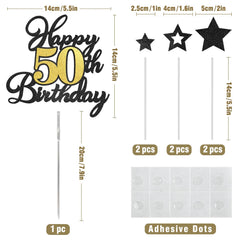 OffiCreative black glitter stars add elegant accents to birthday cakes