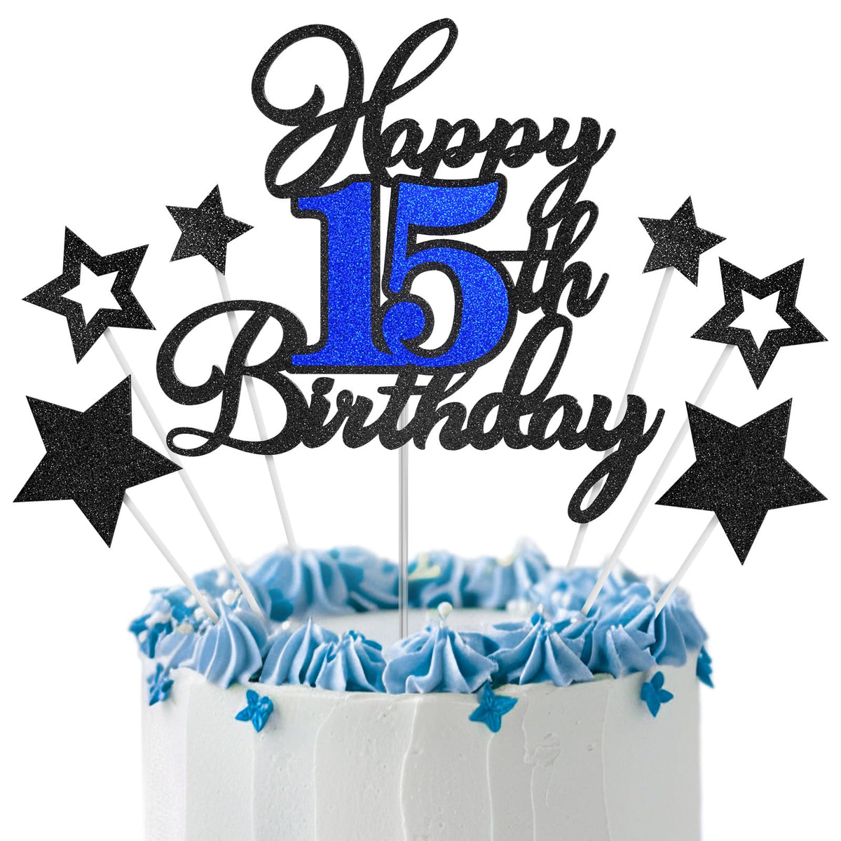 OffiCreative Happy 15th Birthday cake topper adds instant celebration to any cake