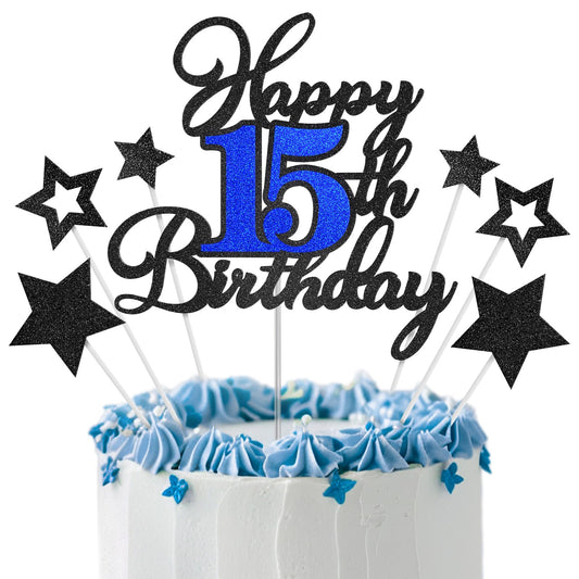 OffiCreative Happy 15th Birthday cake topper adds instant celebration to any cake
