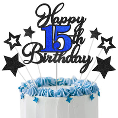 OffiCreative Happy 15th Birthday cake topper adds instant celebration to any cake