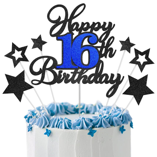 OffiCreative Happy 16th Birthday cake topper as a sparkling centerpiece.