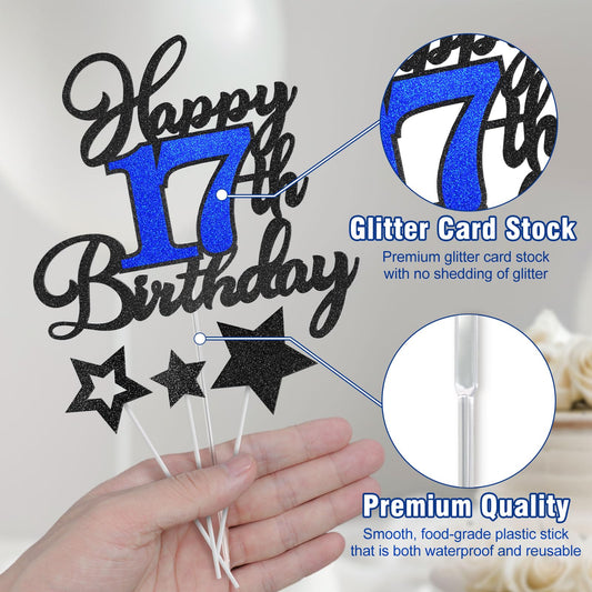 OffiCreative glittery Happy 17th Birthday topper enhances party photos.