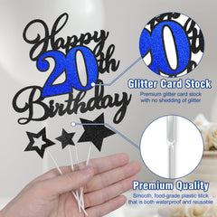 OffiCreative happy 20th birthday topper front view highlights festive shimmer