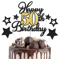 OffiCreative Happy 50th Birthday cake topper glitter close-up, premium sparkle for celebrations