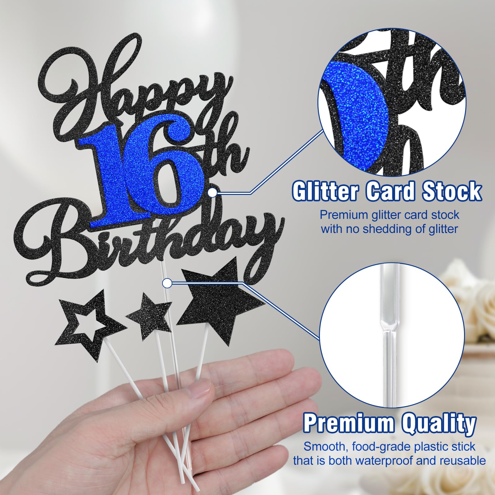 OffiCreative white-backside glitter topper shows a clean, elegant design.