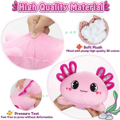 Officygnet axolotl plush used as a cozy pillow companion