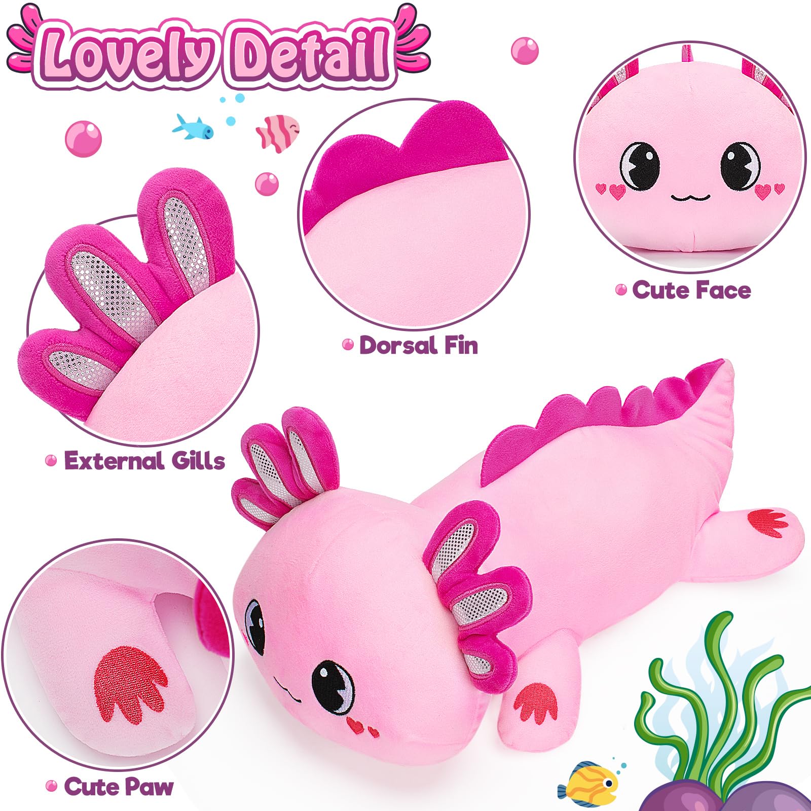 Officygnet axolotl plush soft fabric suitable for kids and sensitive skin