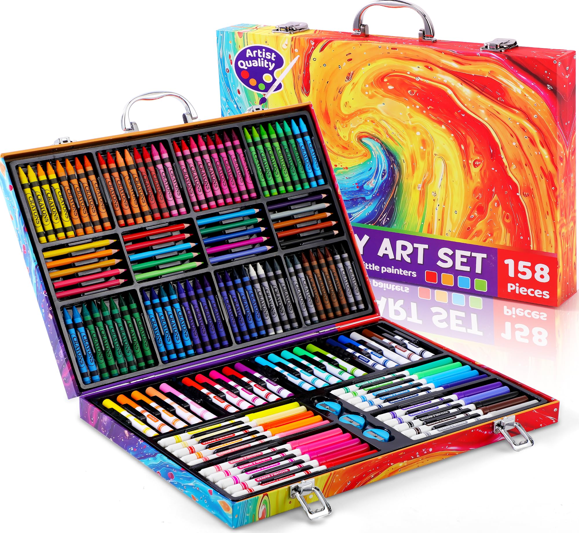 Officygnet deluxe art kit case, portable storage for kids' art on the go.