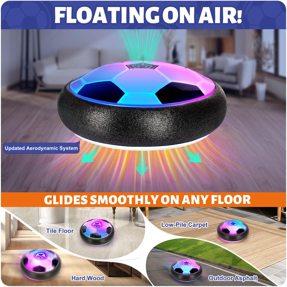 Indoor play space with Officygnet hover soccer balls ready for action