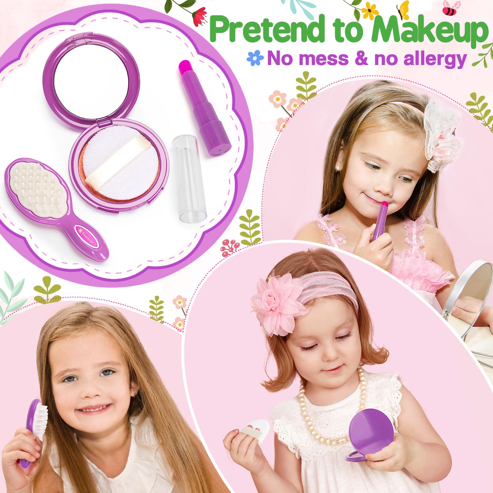 Officygnet makeup kit powder cake for safe pretend cosmetics and gentle beauty play.