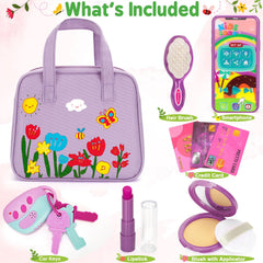 Officygnet purse toy hair brush to encourage grooming habits during pretend play.