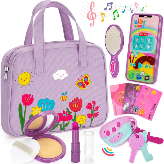 Officygnet purple purse toy with accessories for imaginative play and dressing fun.