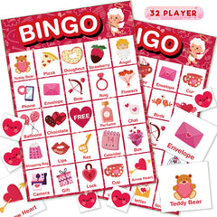 Officygnet Valentine’s bingo cards 32-player set for family game night