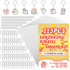 OFNMY 225pcs Shrinky Dink kit cover image showing contents for creative fun