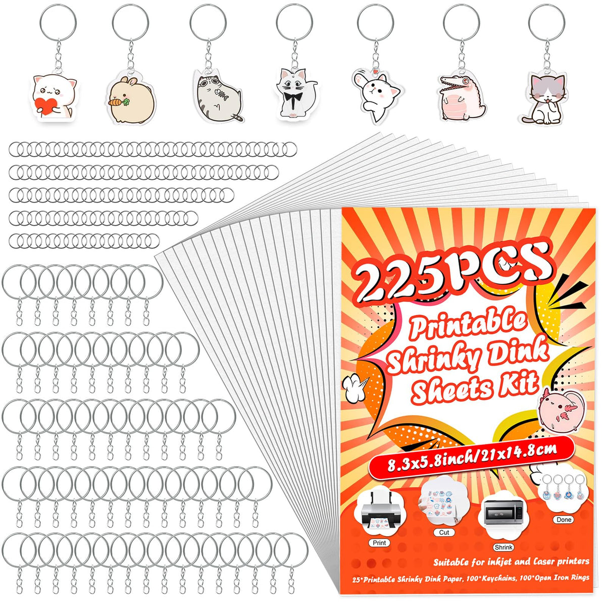 OFNMY printable Shrinky Dink sheets for vibrant inkjet prints on white background.