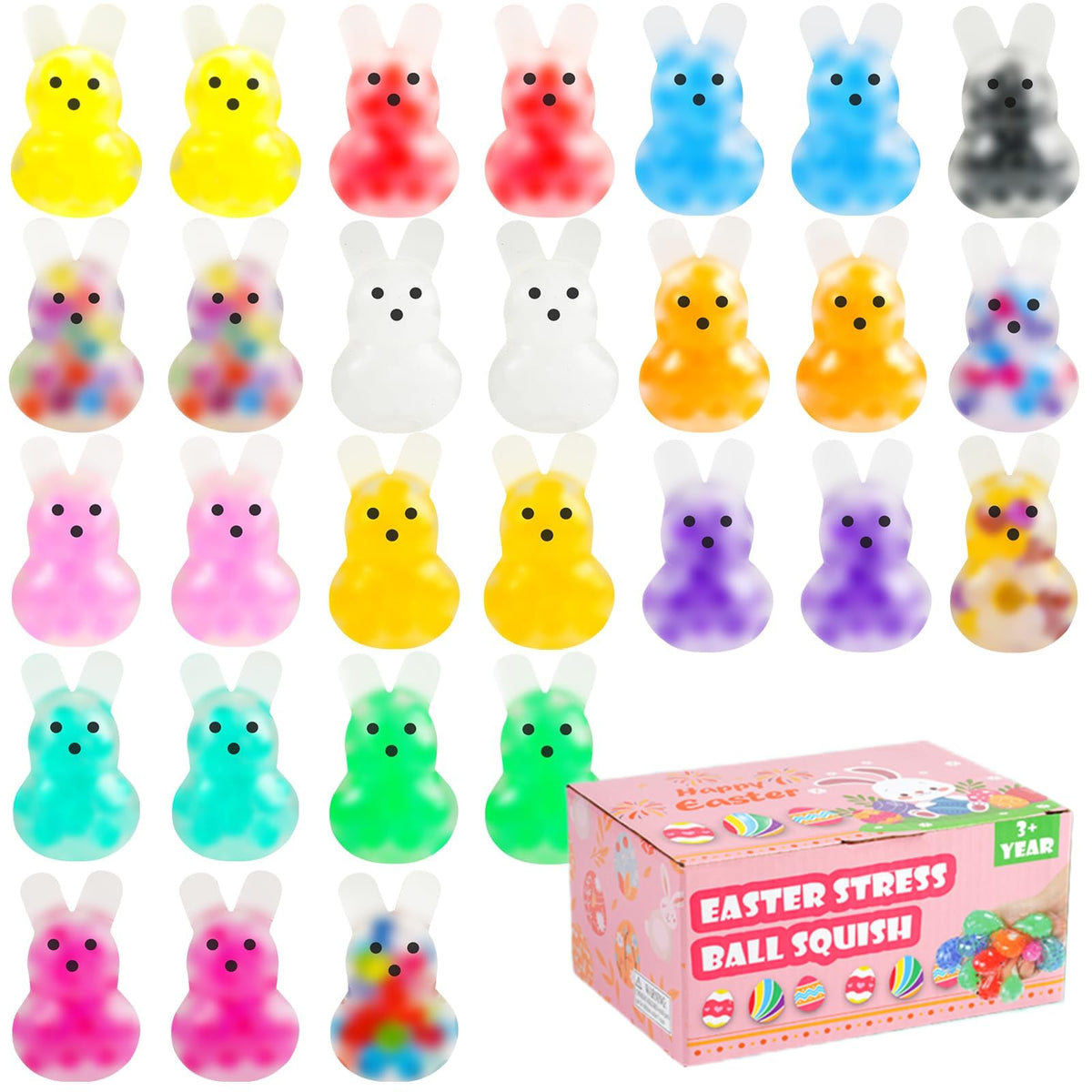 OFRYH Easter squishies bunny stress ball in hand for portable stress relief.