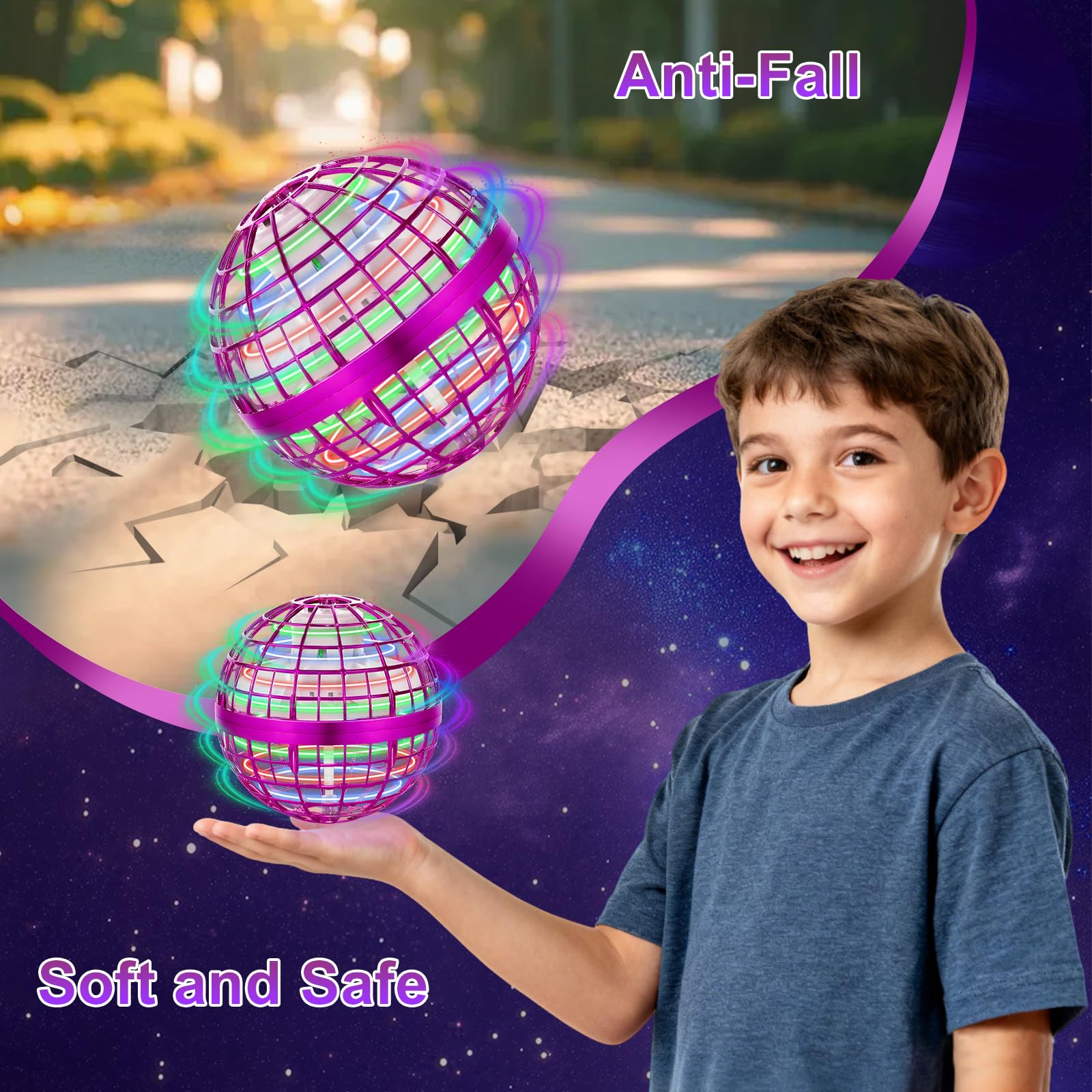 OFUN flying orb ball hand control enables responsive, interactive play.