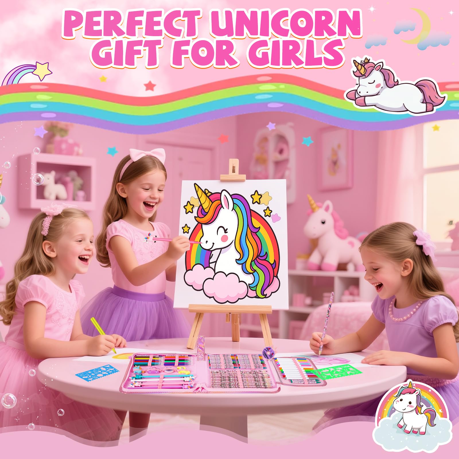 OFUSUY unicorn gel pens add shiny accents to drawings.
