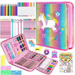 OFUSUY unicorn glitter pencil case keeps art supplies organized for kids.