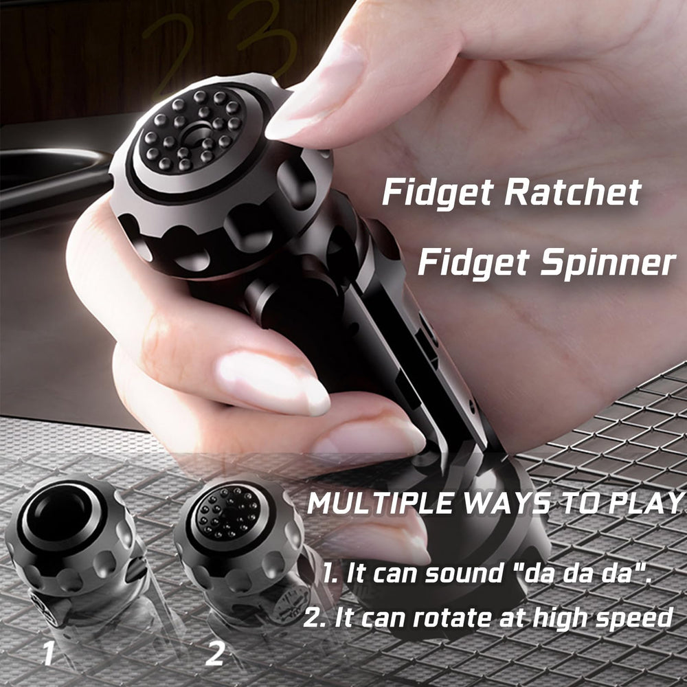 Ography fidget tool in black emphasizing high-speed rotation.