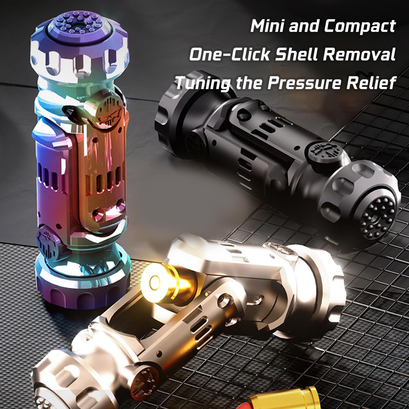 Ography tungsten steel fidget with textured surface for secure grip.