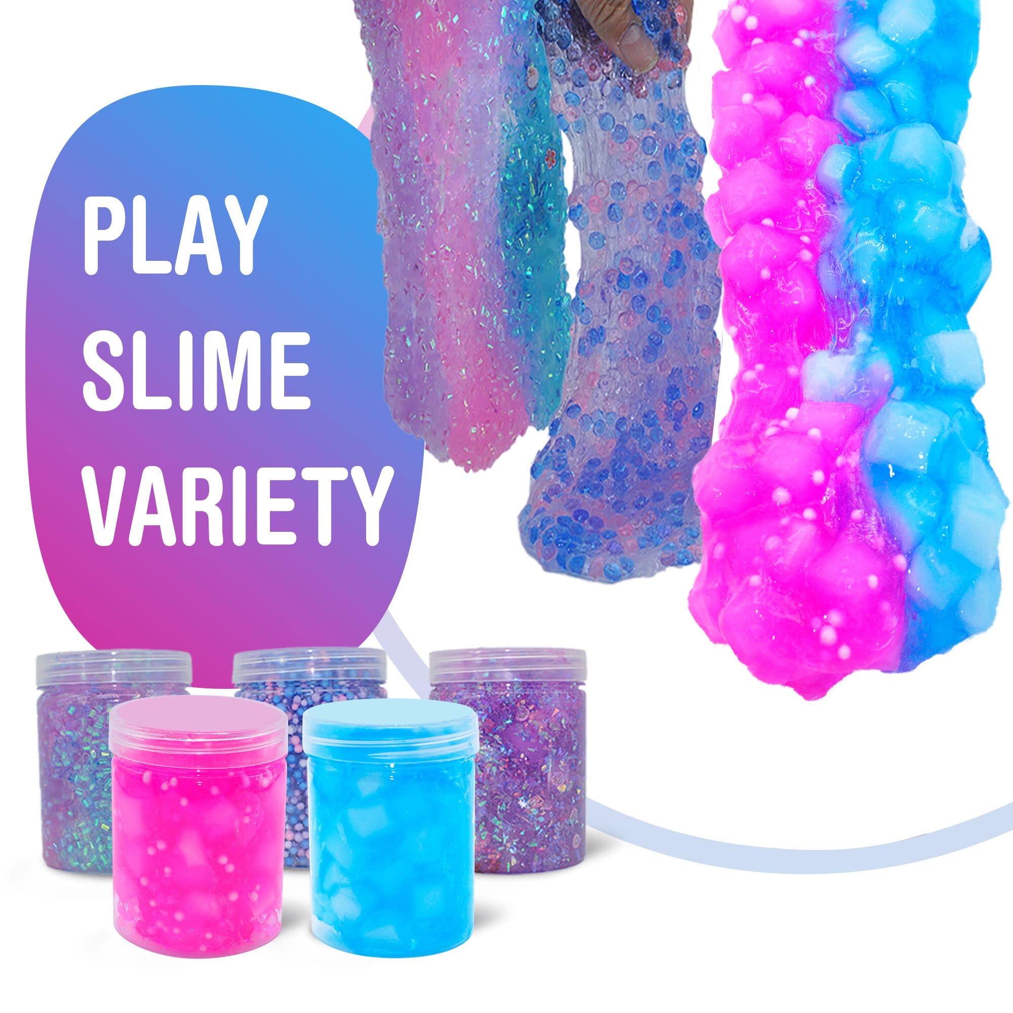 OHIECIHY Pink purple blue cotton slime offers creamy visuals and tactile pleasure.
