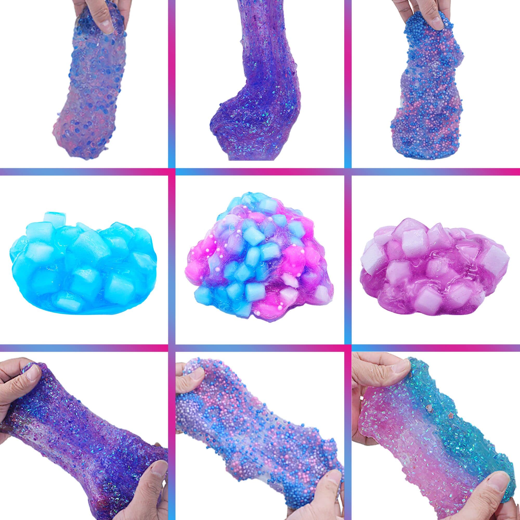 OHIECIHY Transparent slime canisters invite mix-and-match experiments.