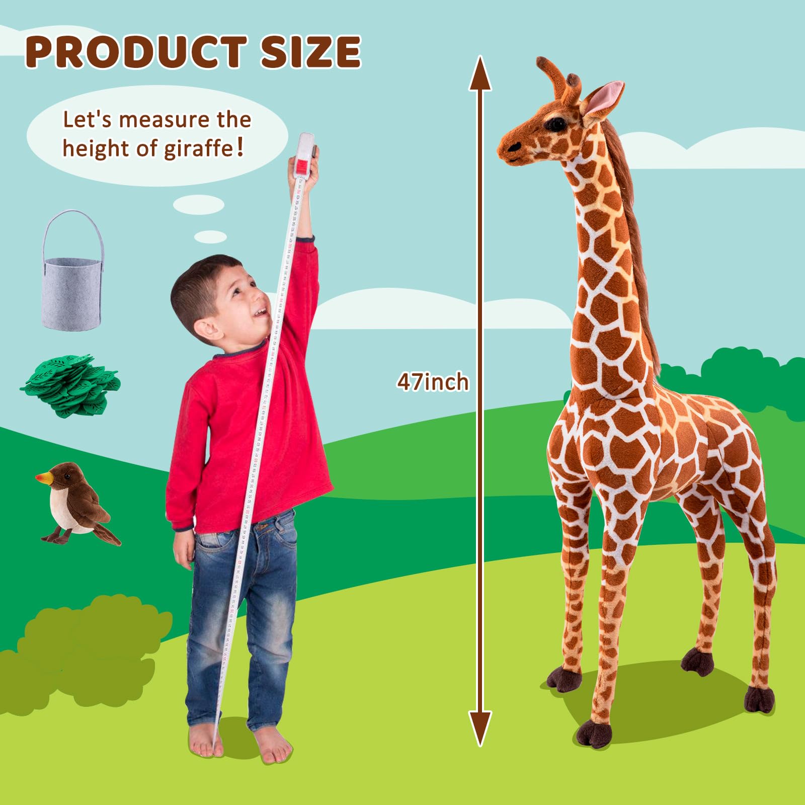 OHKIDS giraffe and woodpecker bird invite companionship