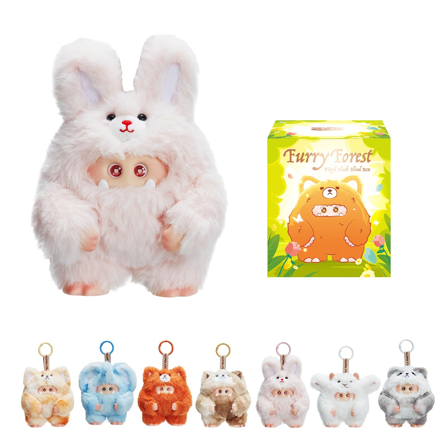OHKU Giggle Monster forest blind box figure on display, ideal playful shelf decor.