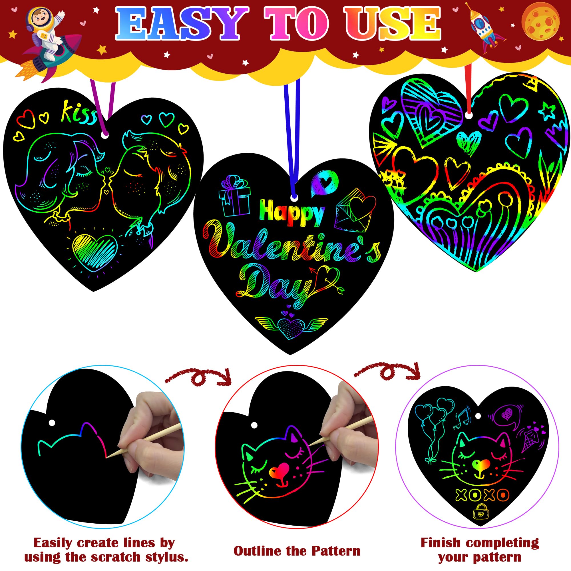 OHOME classroom valentines decor ideas using scratch designs