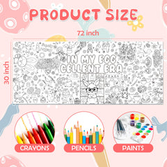 OHOME Easter banner backdrop/tablecloth, sturdy and easy to wipe, ideal for crafts and meals.
