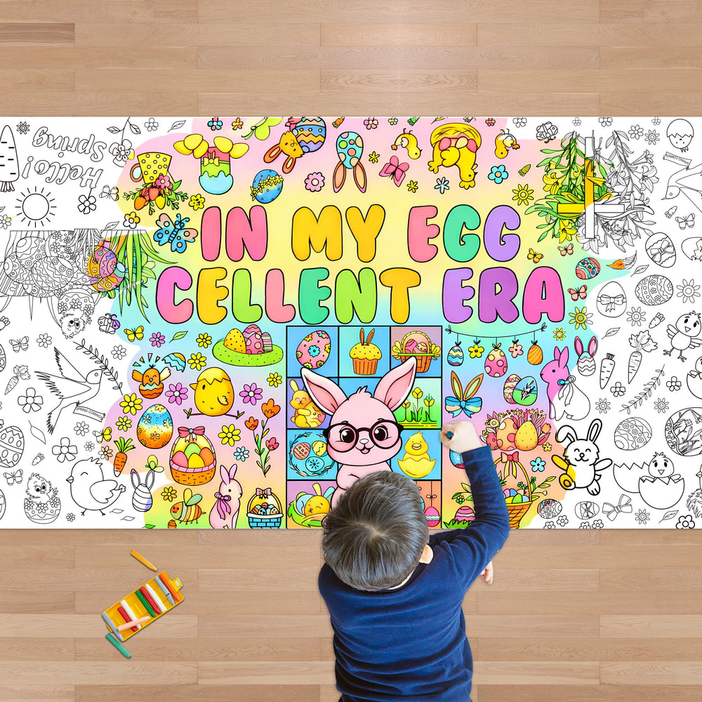OHOME Easter coloring banner for kids, 72x30 inches, perfect for creative Easter arts and games.