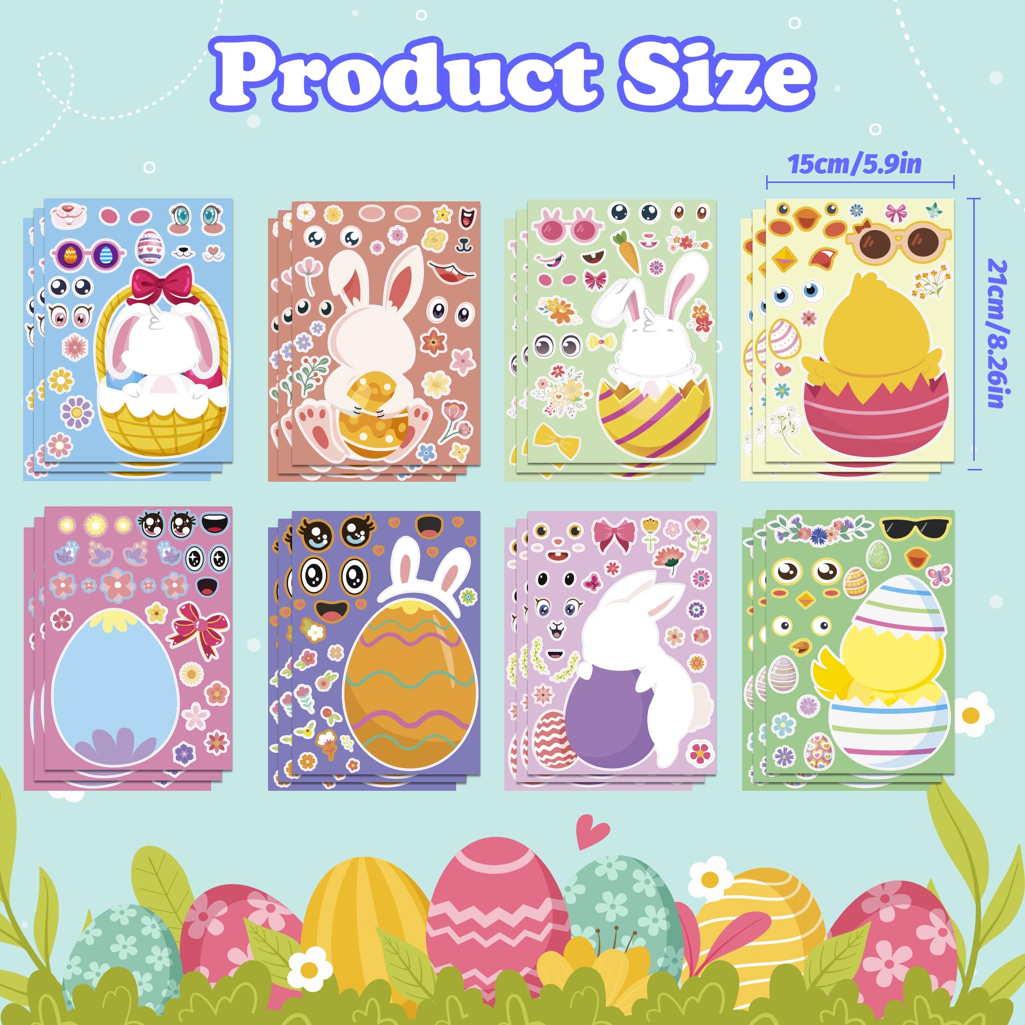 OHOME Easter stickers featuring bunnies, chicks, and eggs for classroom activities