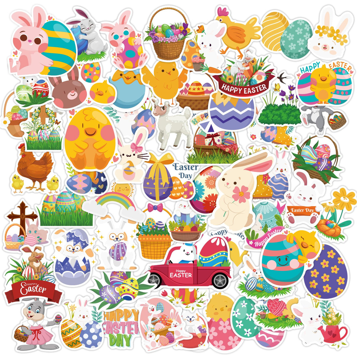OHOME Easter stickers set with eggs and bunnies for kids crafts