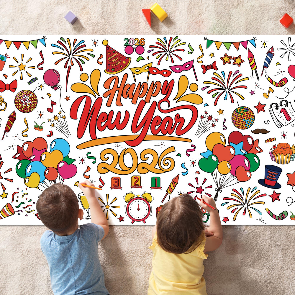 OHOME Family party coloring banner supports collaborative art and cleanup