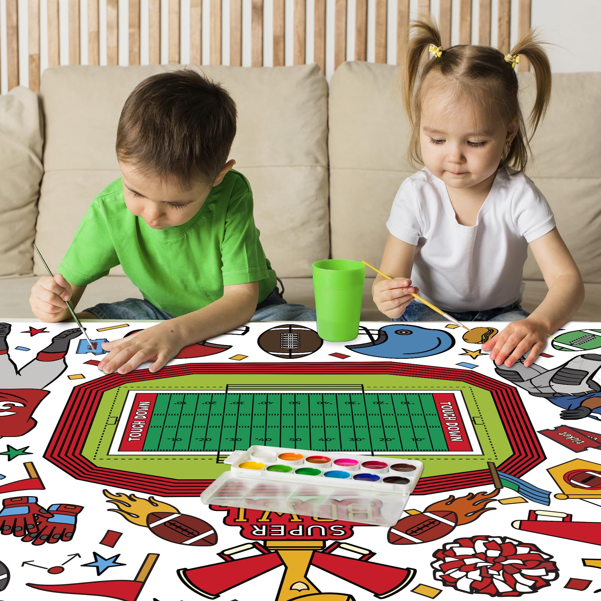 OHOME coloring poster for football parties doubles as playful decor.
