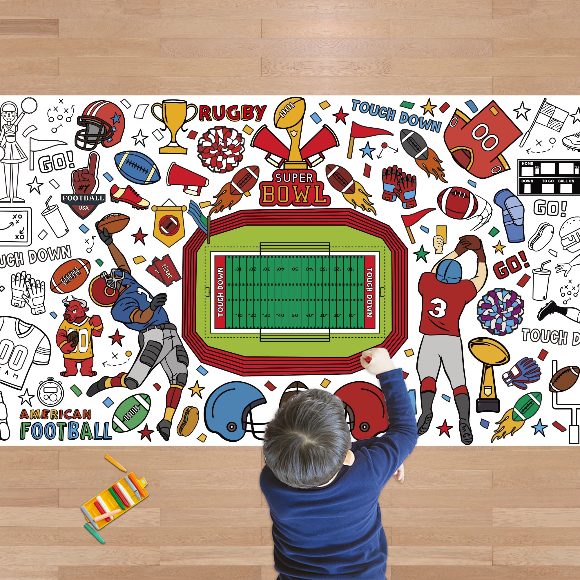 OHOME Football Giant Coloring Poster banner invites kids to color during party time.