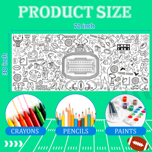 OHOME Football Giant Coloring Poster serves as a durable party tablecloth.