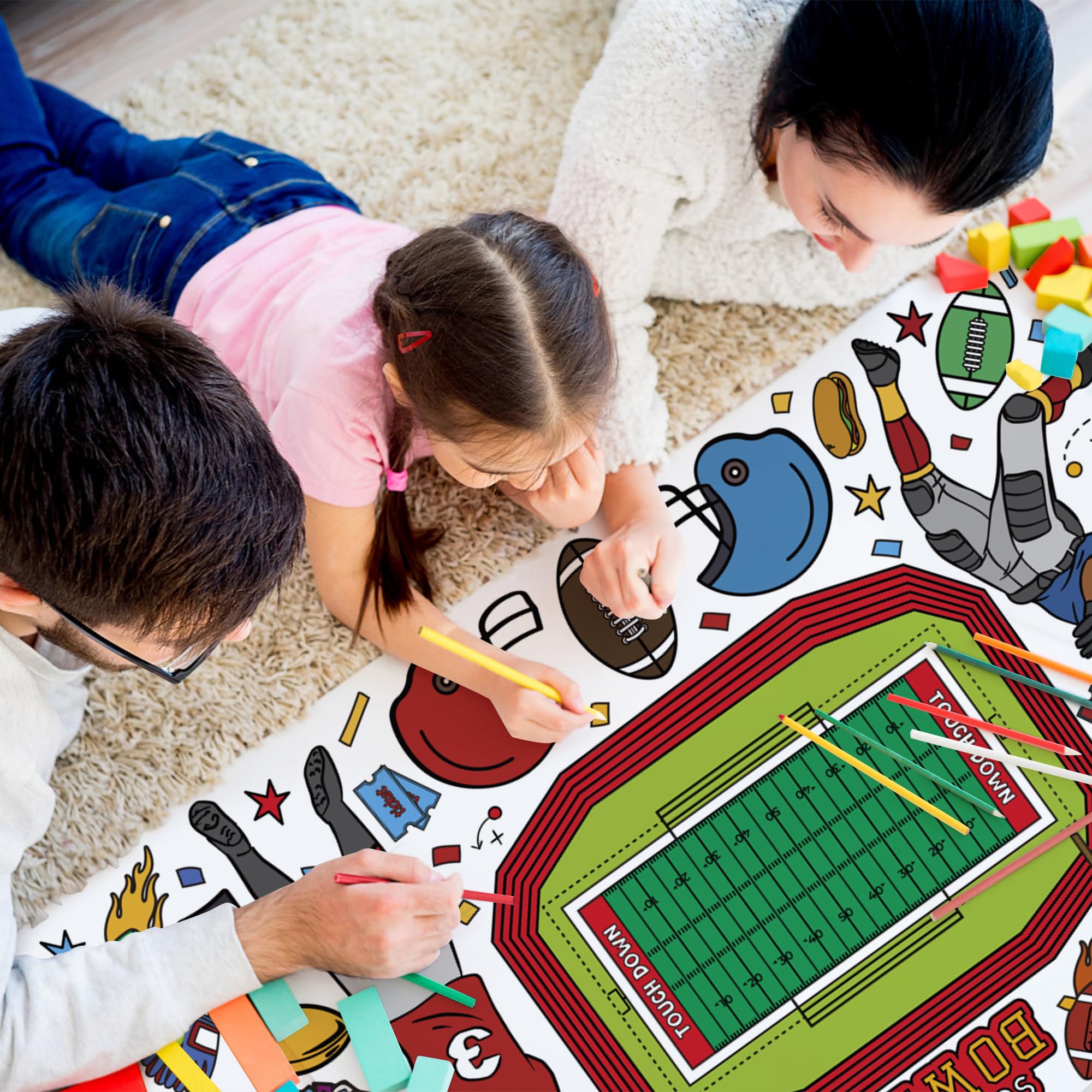 OHOME football poster offers a large coloring space for kids.