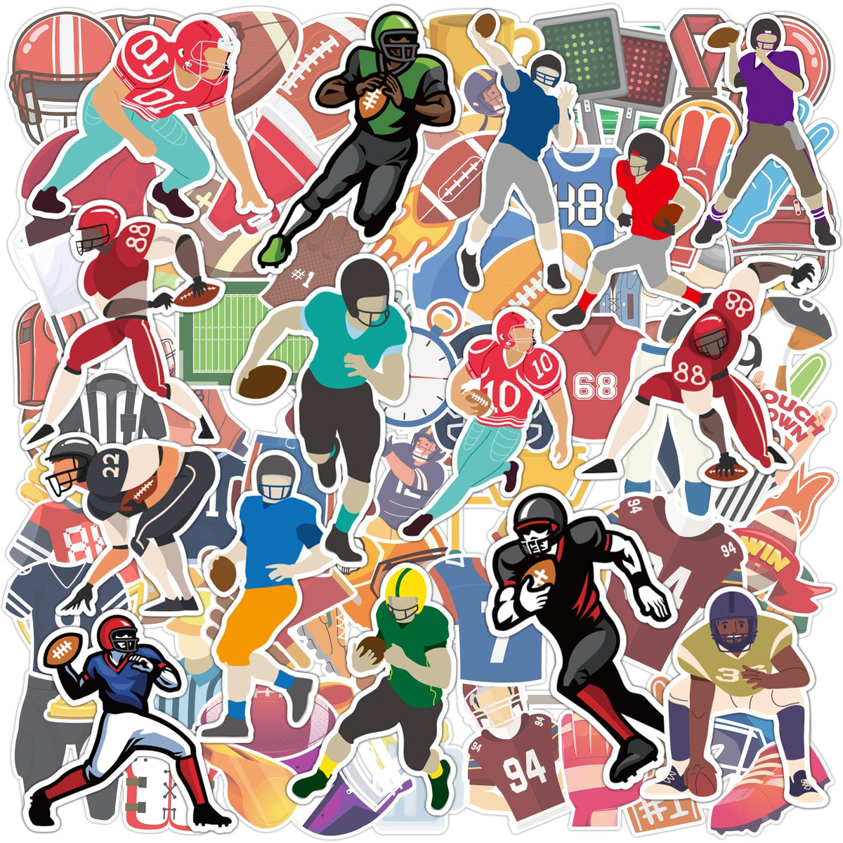 OHOME Football Stickers pack with 100 unique designs for eye-catching party decor and personalizing items.