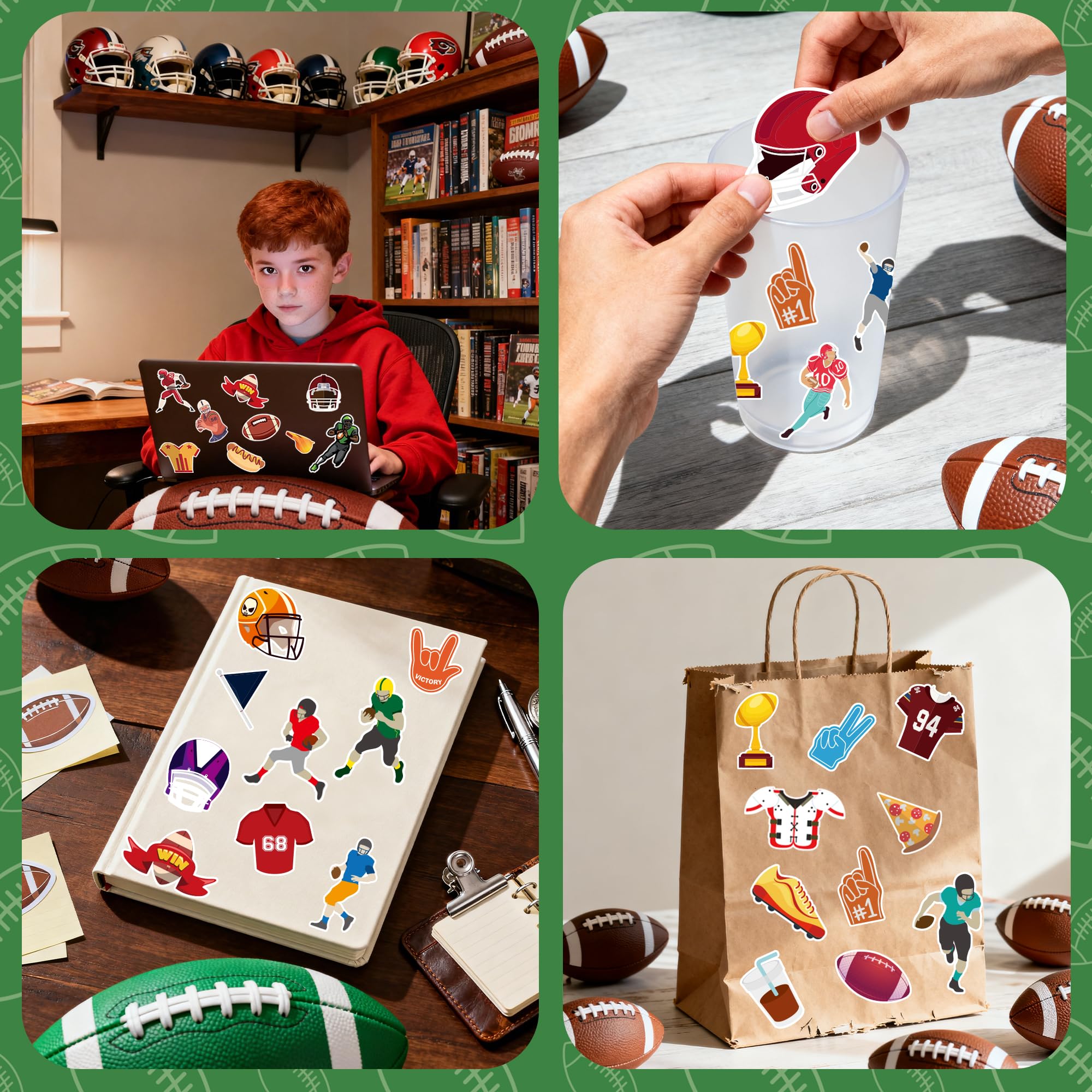 OHOME Football Stickers make sporty party favors that boost game-day fun.
