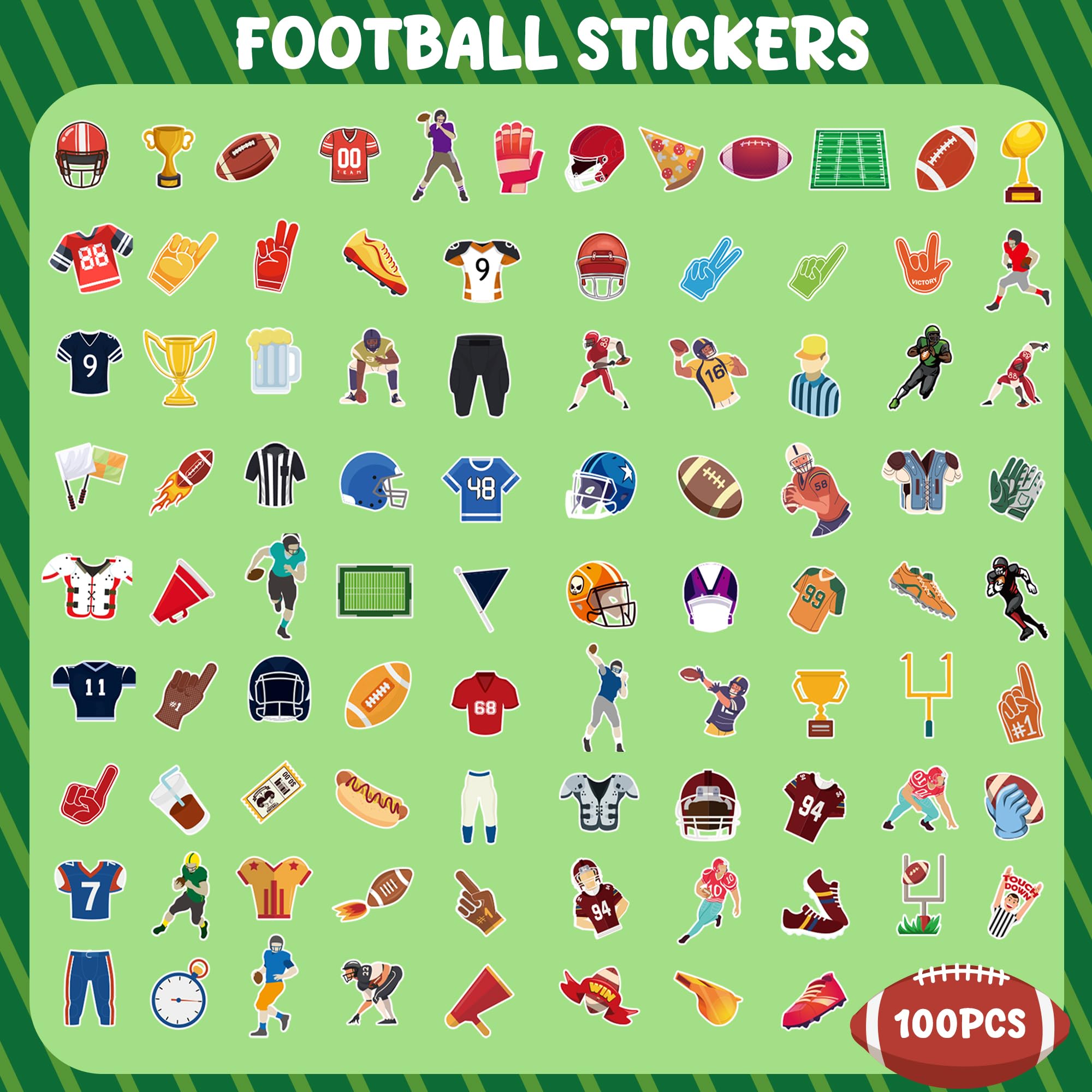 OHOME Football Stickers use waterproof vinyl for long-lasting color on water bottles and gear.