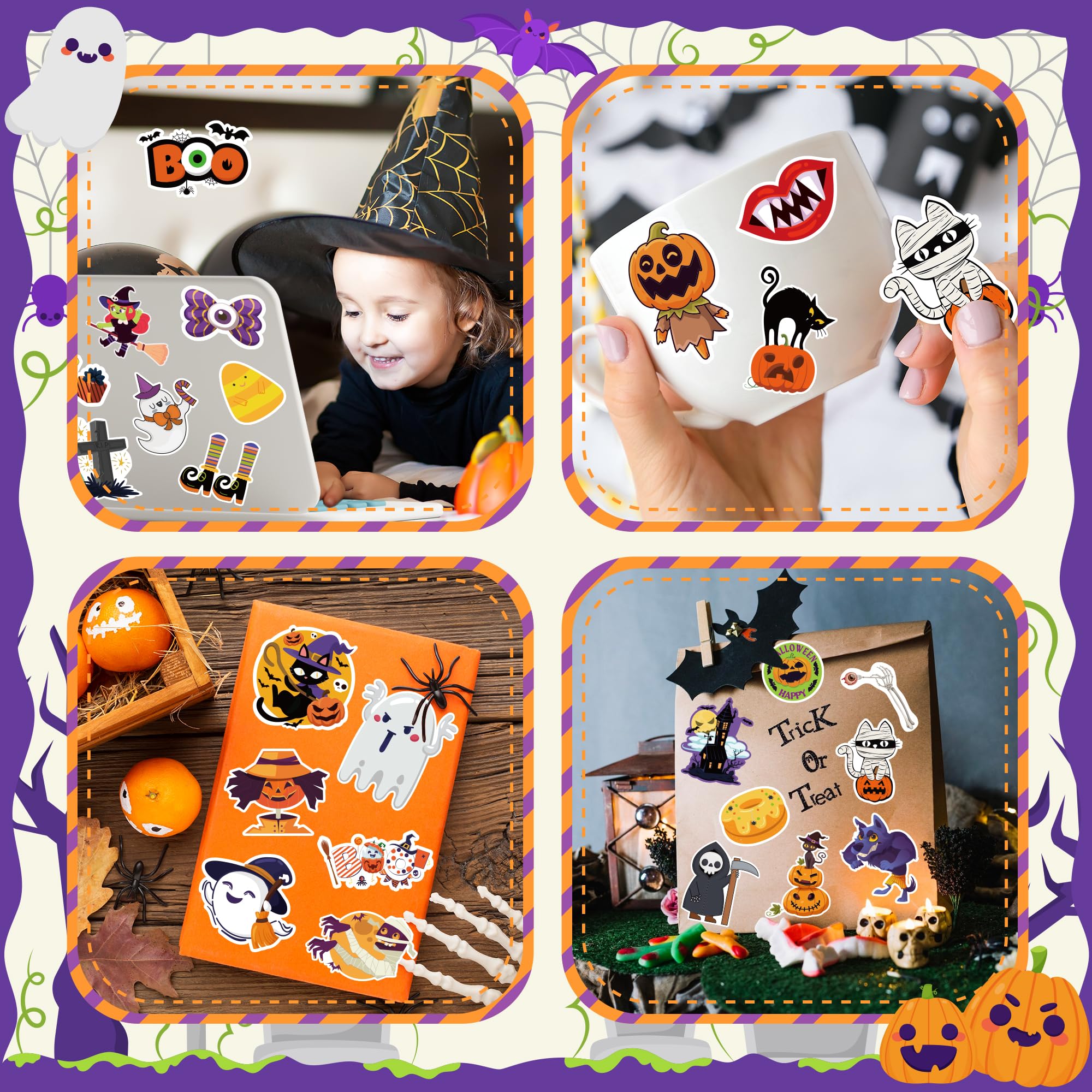 OHOME Halloween stickers cat outline versatile for cards and kids' crafts