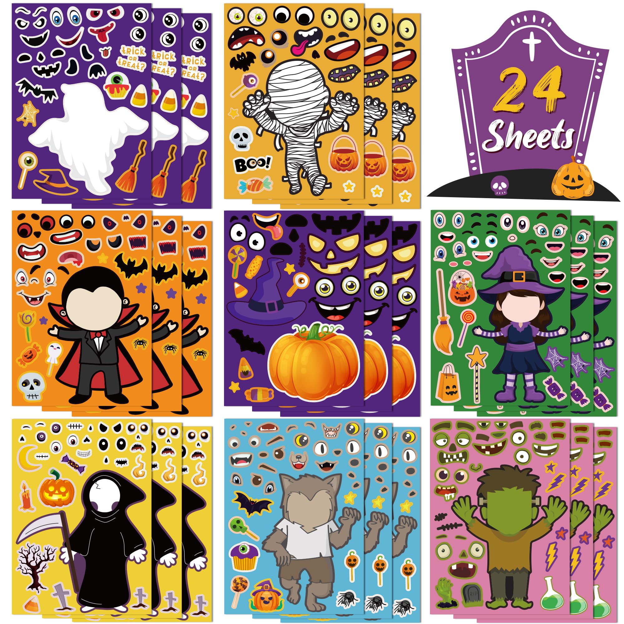 OHOME Halloween stickers pumpkins design for decorating pumpkins and treat bags.