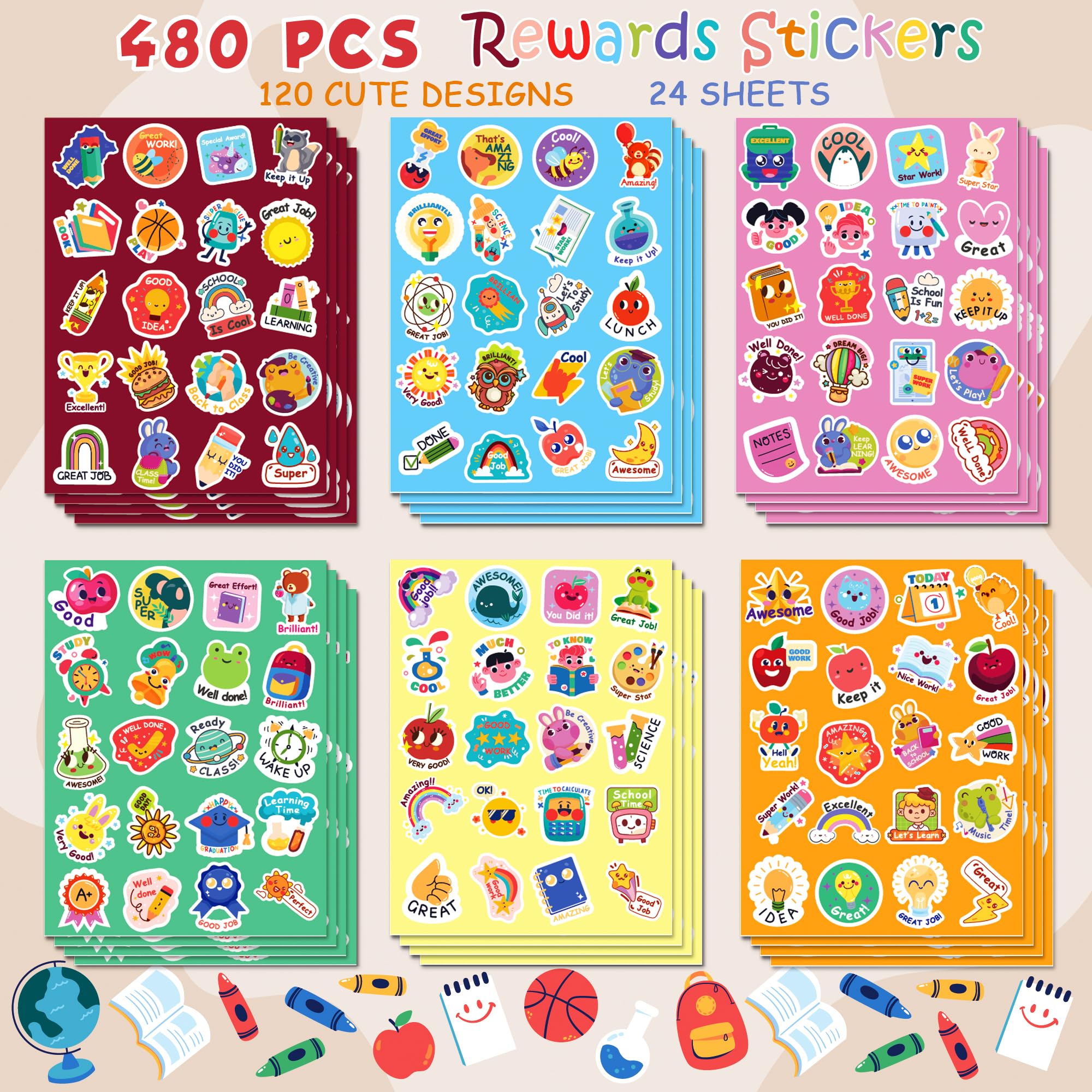 OHOME motivational classroom stickers appeal to students during assignments.