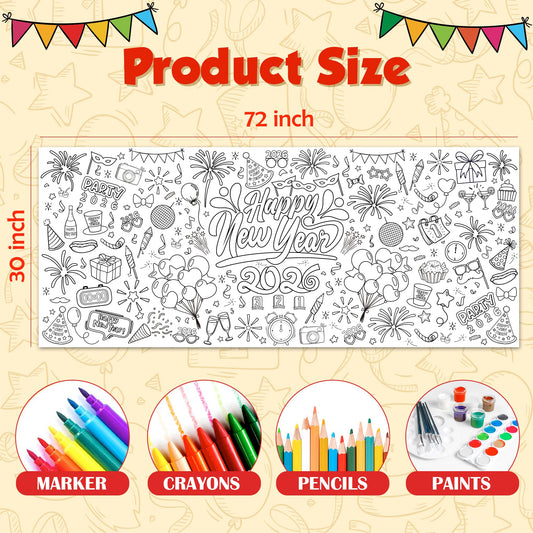 OHOME New Year Eve banner coloring poster enables family crafts and celebrations