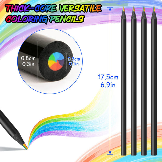 OHHOME rainbow-colored pencils close-up, vibrant cores inspire creative drawing sessions.
