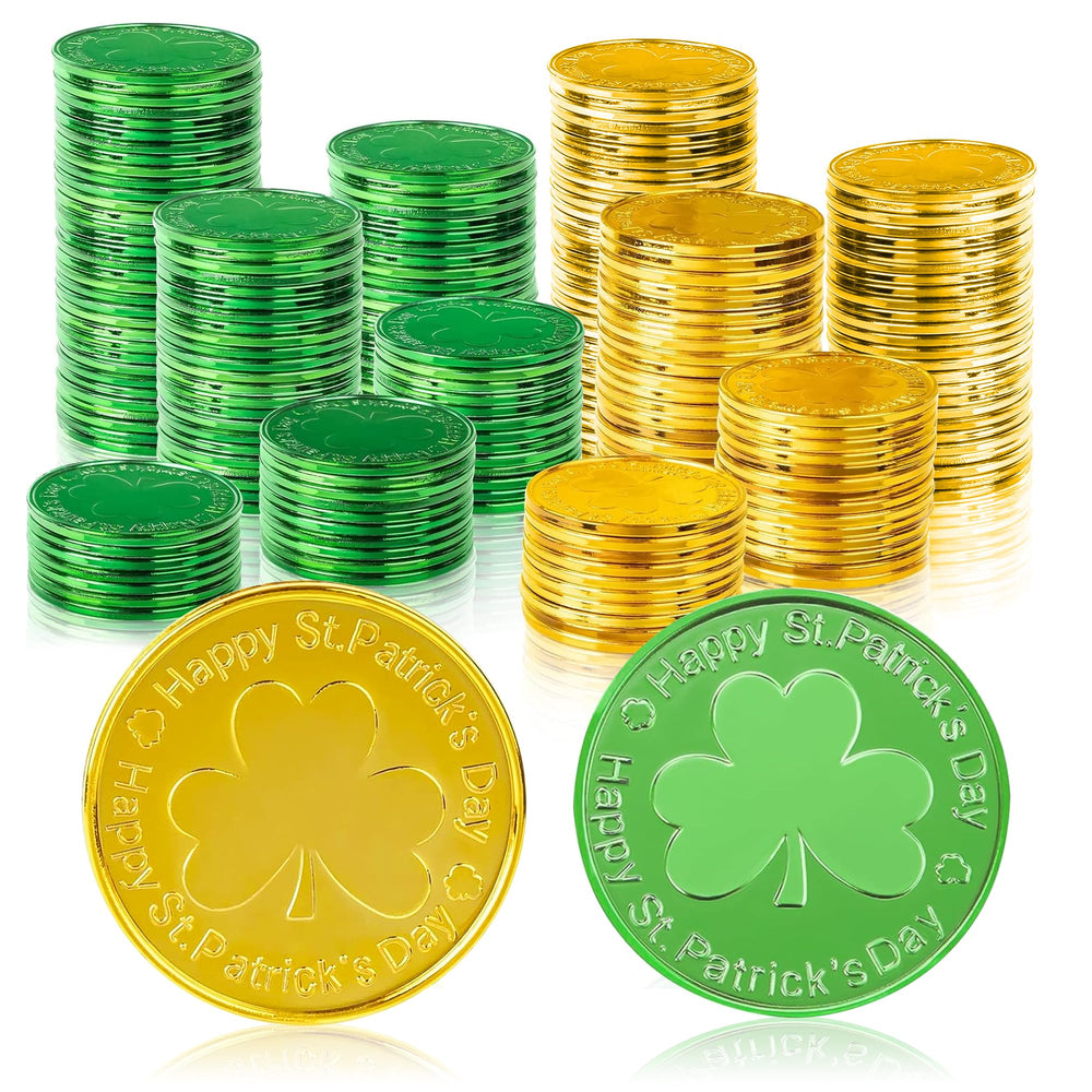 OHOME shamrock coins green for festive table decor on St Patrick's Day.