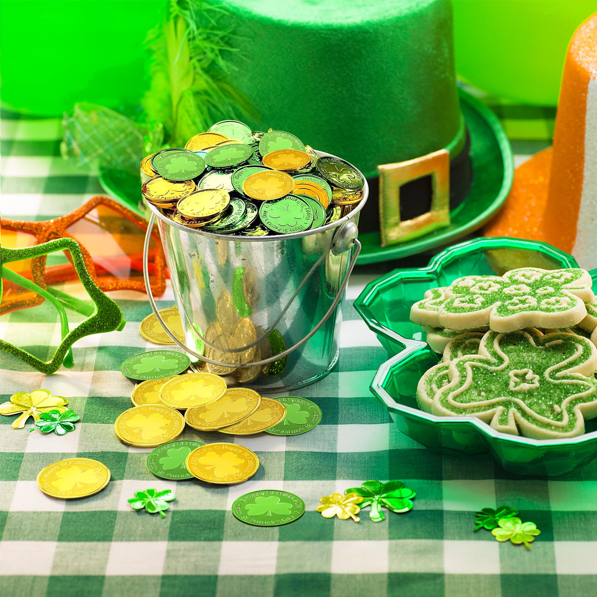OHOME coins serve as playful photo props for St Patrick's Day celebrations.