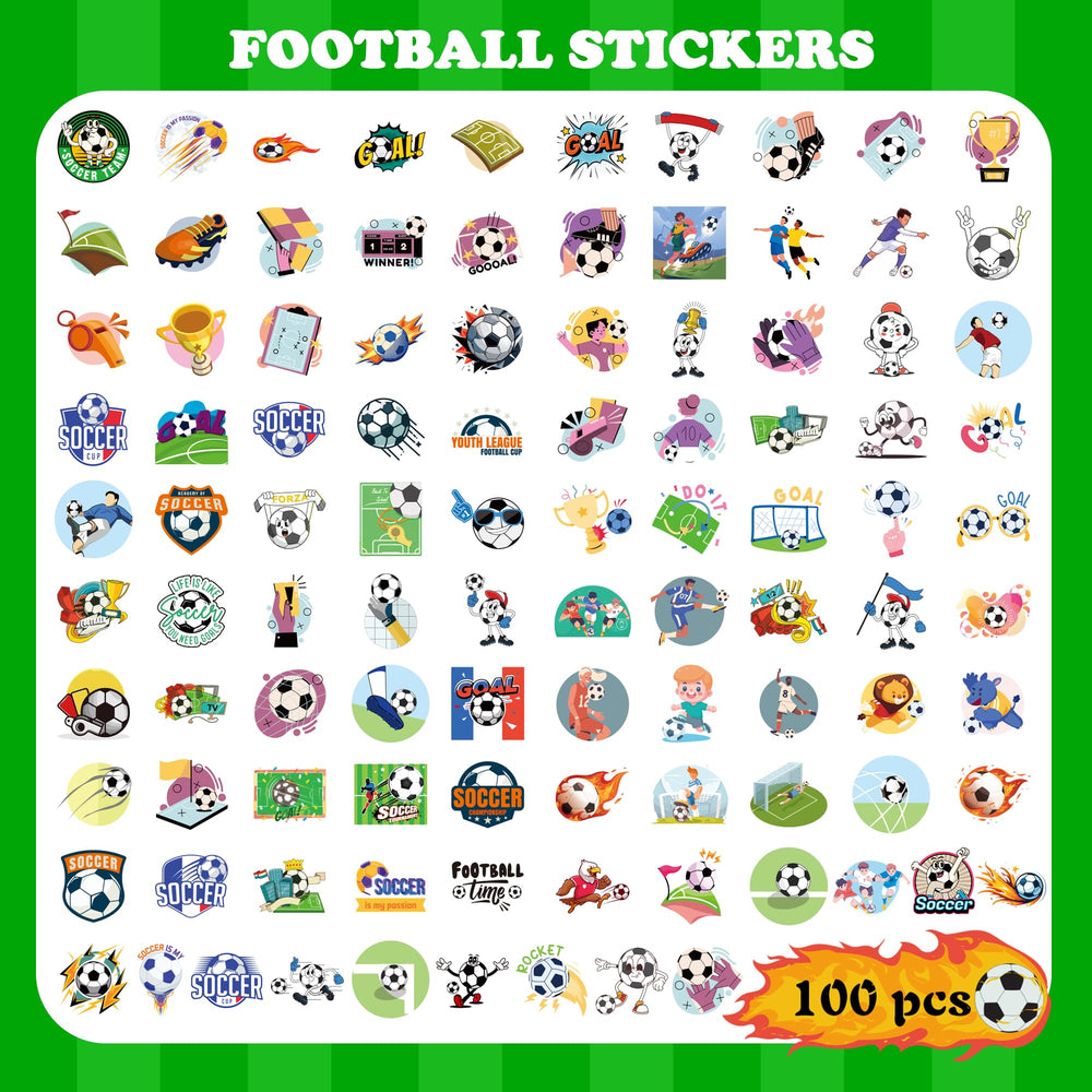 OHOME soccer stickers on a water bottle showing waterproof and fade-resistant design.